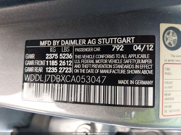 2012 MERCEDES-BENZ CLS 550 CLS550 — I9