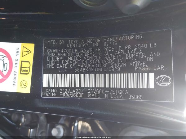 2016 LEXUS ES 350 — I9