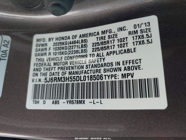 2013 HONDA CR-V EX — I9
