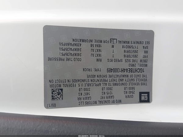 2017 CHEVROLET COLORADO WT — I9