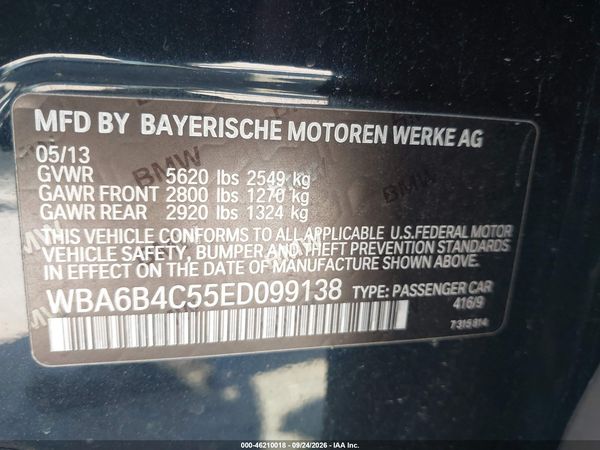 2014 BMW 650I GRAN COUPE XDRIVE — I9