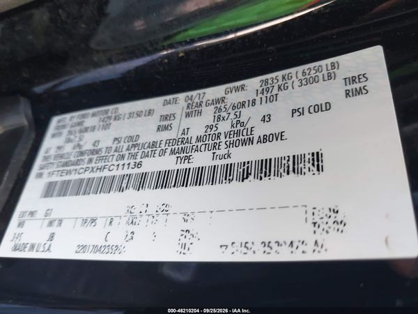 2017 FORD F-150 XLT — I9