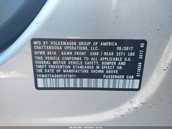 2017 VOLKSWAGEN PASSAT 1.8T SE — I9