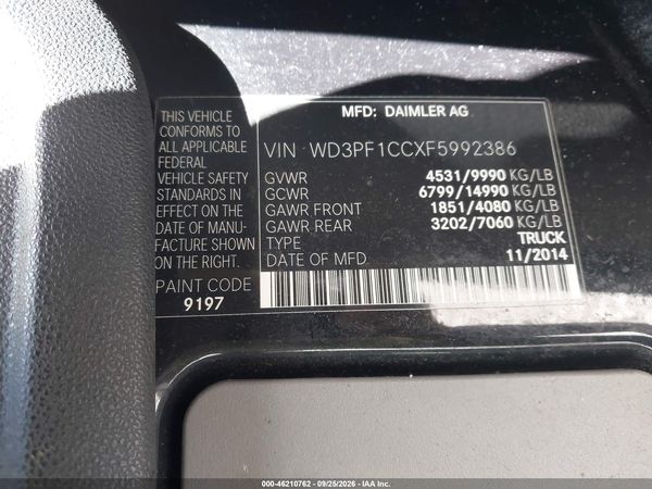 2015 MERCEDES-BENZ SPRINTER 3500 HIGH  ROOF — I9
