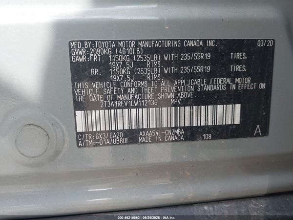 2020 TOYOTA RAV4 XLE PREMIUM — I9