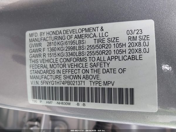 2023 HONDA PILOT AWD TOURING — I9
