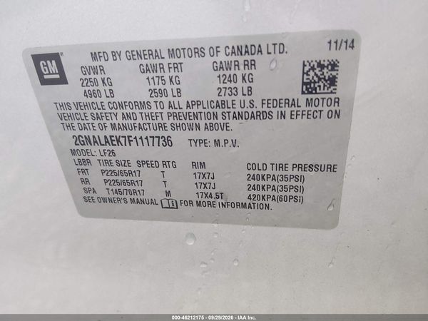 2015 CHEVROLET EQUINOX LS — I9