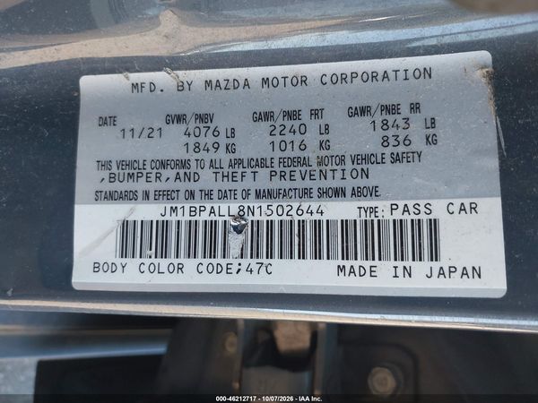 2022 MAZDA MAZDA3 CARBON EDITION — I9