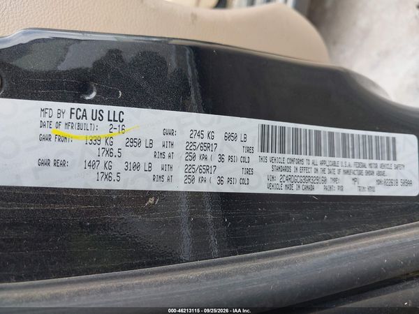 2016 DODGE GRAND CARAVAN SXT — I9