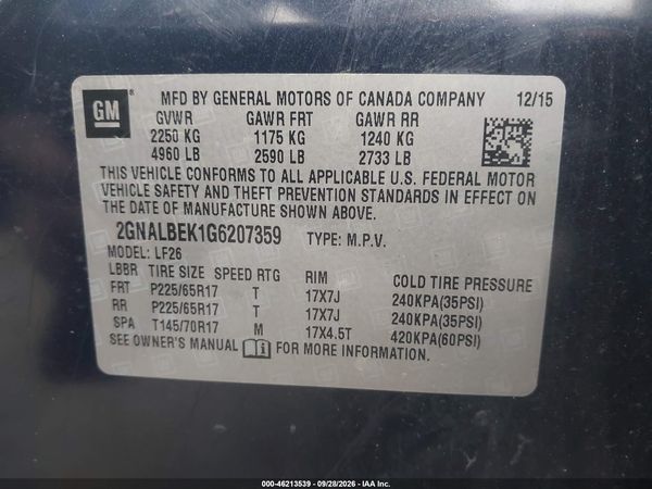 2016 CHEVROLET EQUINOX LS — I9
