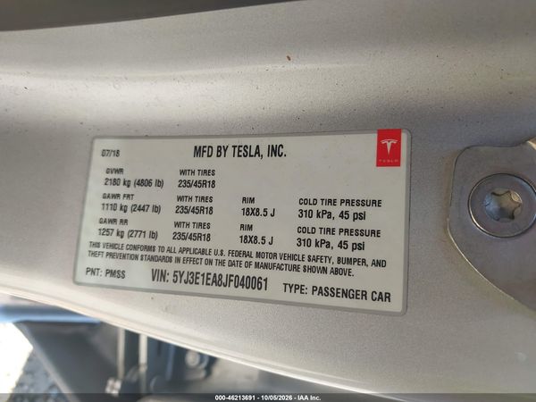 2018 TESLA MODELO 3 — I9