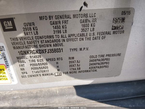 2015 CHEVROLET TRAVERSE 1LT — I9