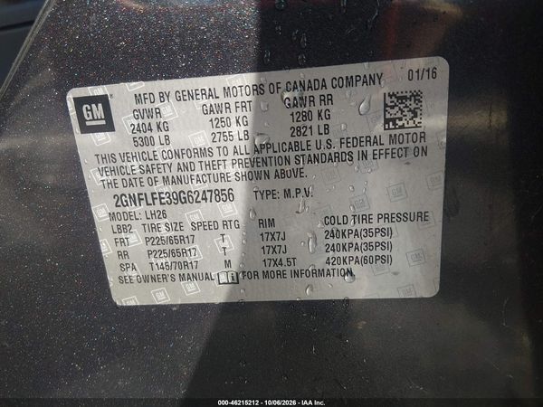 2016 CHEVROLET EQUINOX LT — I9
