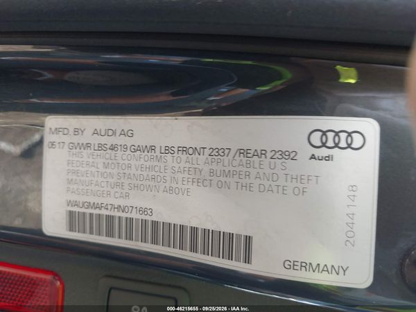 2017 AUDI A4 2.0T ULTRA PREMIUM — I9