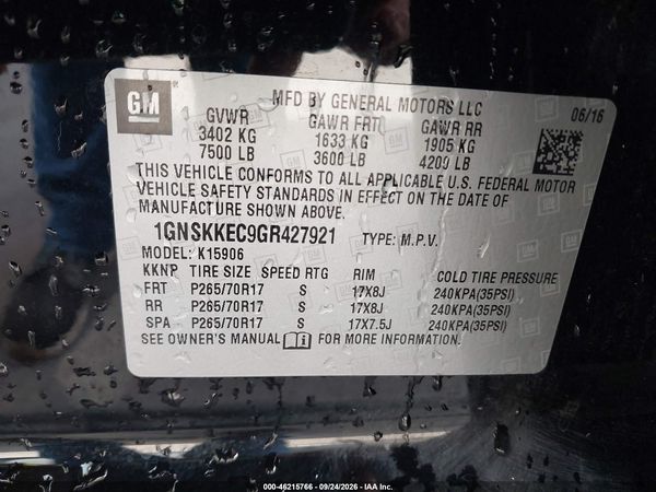 2016 CHEVROLET SUBURBAN COMMERCIAL FLEET — I9