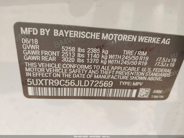 2018 BMW X3 XDRIVE30I — I9