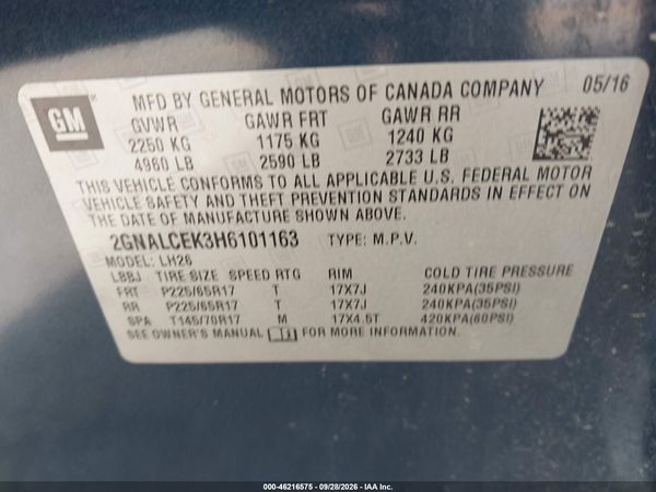 2017 CHEVROLET EQUINOX LT — I9