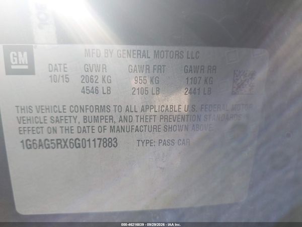 2016 CADILLAC ATS STANDARD — I9