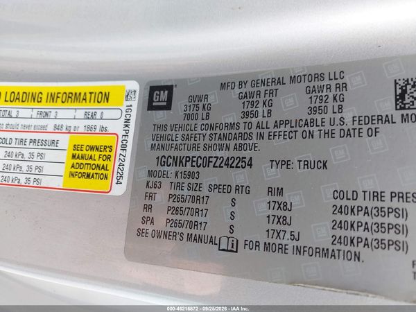 2015 CHEVROLET SILVERADO 1500 WT — I9
