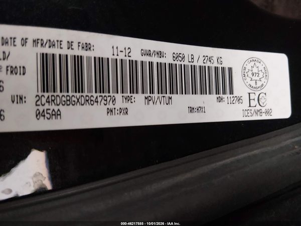 2013 DODGE GRAND CARAVAN SE/SXT — I9