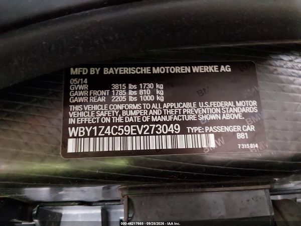 2014 BMW I3 BASE W/RANGE EXTENDER — I9