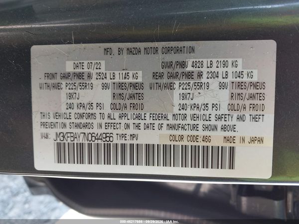 2022 MAZDA CX-5 2.5 TURBO — I9