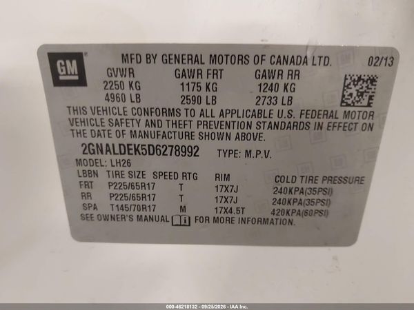 2013 CHEVROLET EQUINOX 1LT — I9