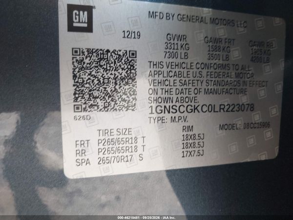 2020 CHEVROLET SUBURBAN 2WD LS — I9