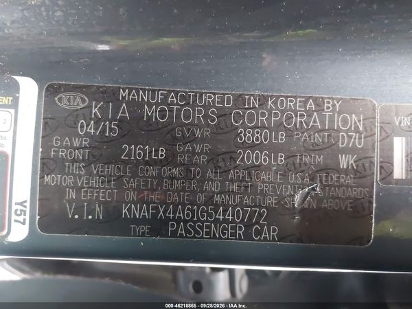 2016 KIA FORTE LX — I9
