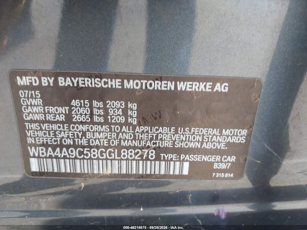 2016 BMW 428I GRAN COUPE GC — I9