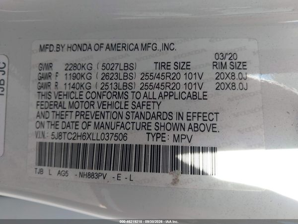 2020 ACURA RDX A-SPEC PACKAGE — I9