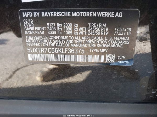 2019 BMW X3 SDRIVE30I — I9