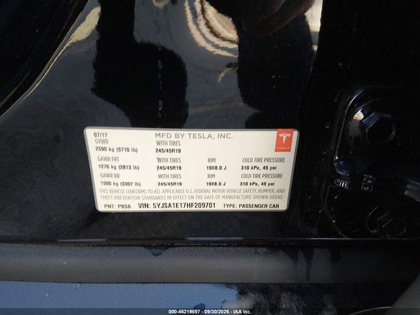 2017 TESLA MODEL S 60/75 — I9