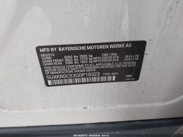 2016 BMW X5 XDRIVE35I — I9