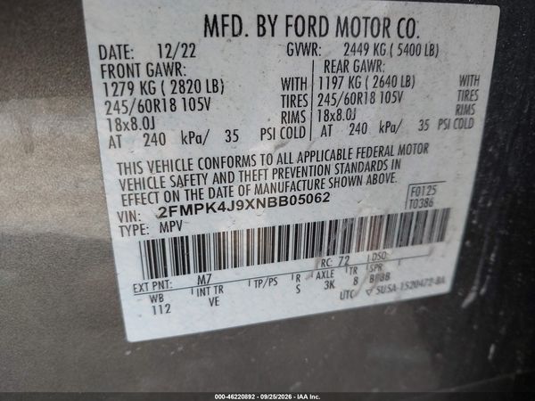 2022 FORD EDGE SEL — I9