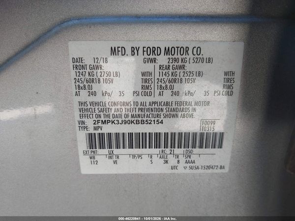 2019 FORD EDGE SEL — I9