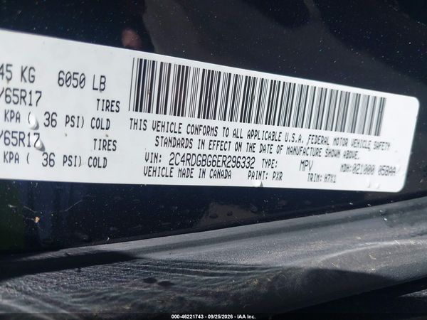 2014 DODGE GRAND CARAVAN SE — I9