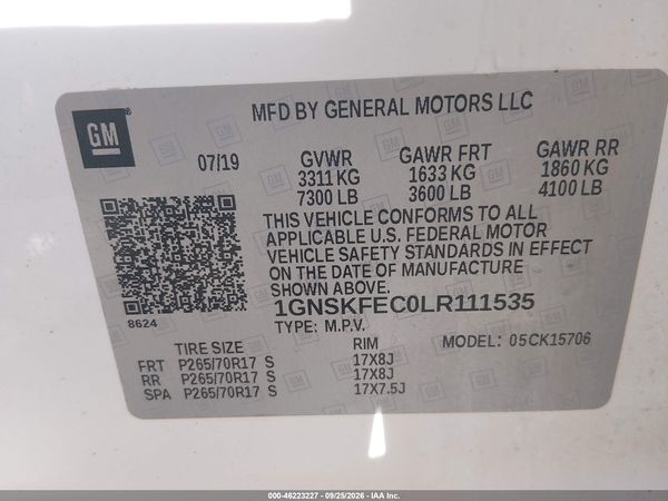 2020 CHEVROLET TAHOE 4WD COMMERCIAL FLEET — I9