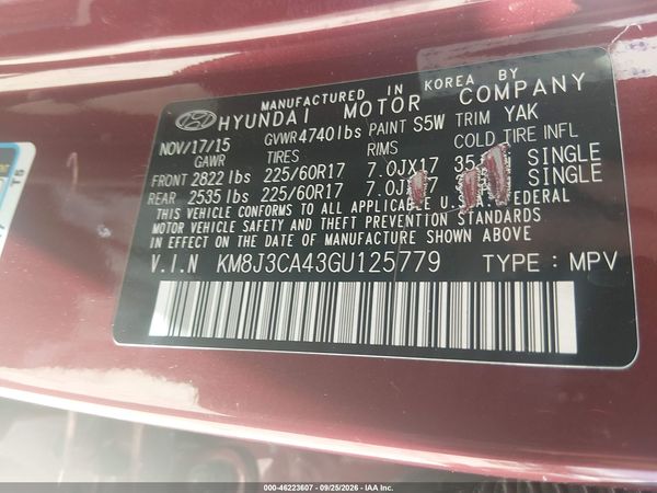 2016 HYUNDAI TUCSON SE — I9