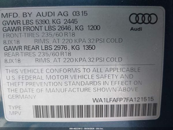 2015 AUDI Q5 2.0T PREMIUM — I9