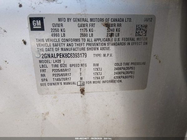2012 CHEVROLET EQUINOX 2LT — I9