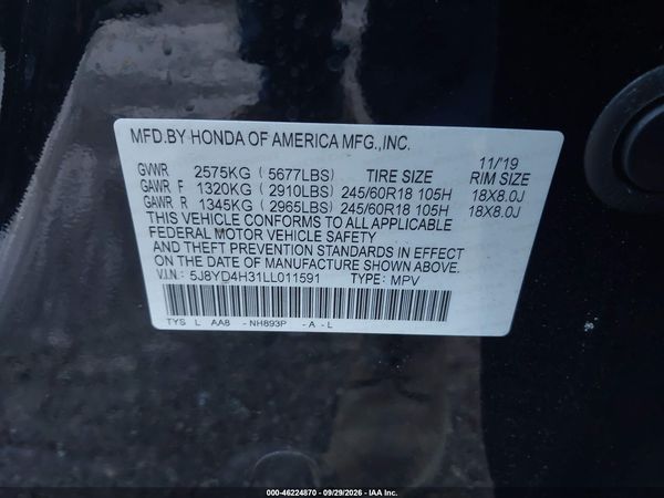 2020 ACURA MDX STANDARD — I9