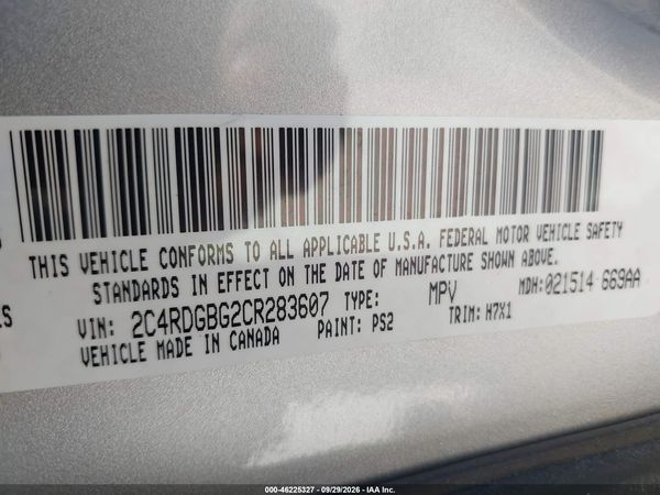2012 DODGE GRAND CARAVAN SE/AVP — I9