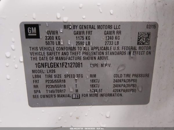 2015 CHEVROLET EQUINOX 2LT — I9