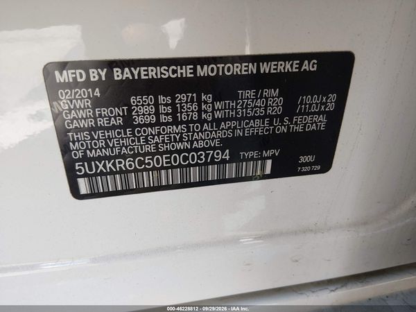 2014 BMW X5 XDRIVE50I — I9