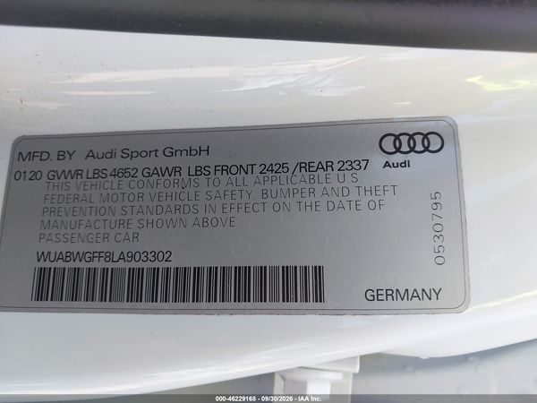 2020 AUDI RS 3 TFSI QUATTRO S TRONIC — I9