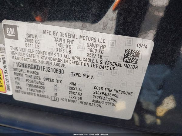2015 CHEVROLET TRAVERSE 1LT — I9