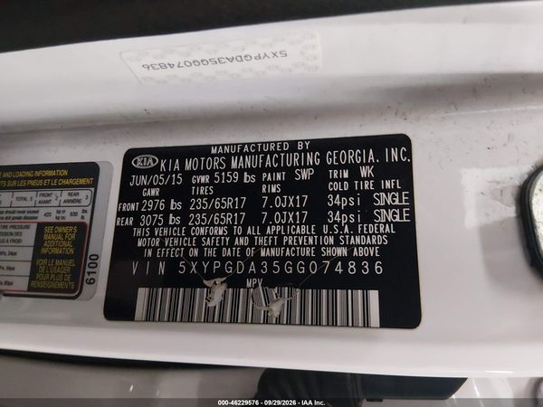 2016 KIA SORENTO 2.4L LX — I9