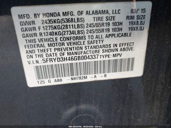 2016 ACURA MDX — I9