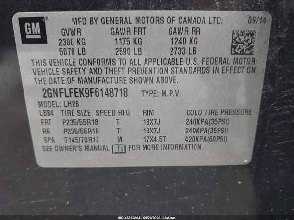 2015 CHEVROLET EQUINOX 1LT — I9